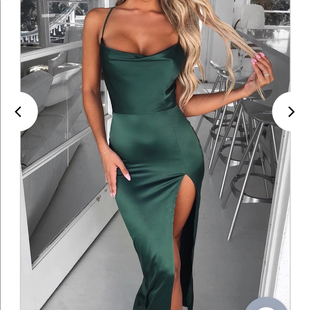 Sexy Emerald green silk gown
